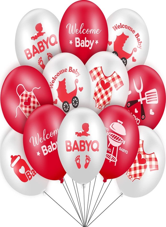 Jerify 56 Pieces 12 Inch Baby Q Latex Balloons for Shower, Party Supplies Set for Summer BBQ Picnic Birthday (Red) - Image 1